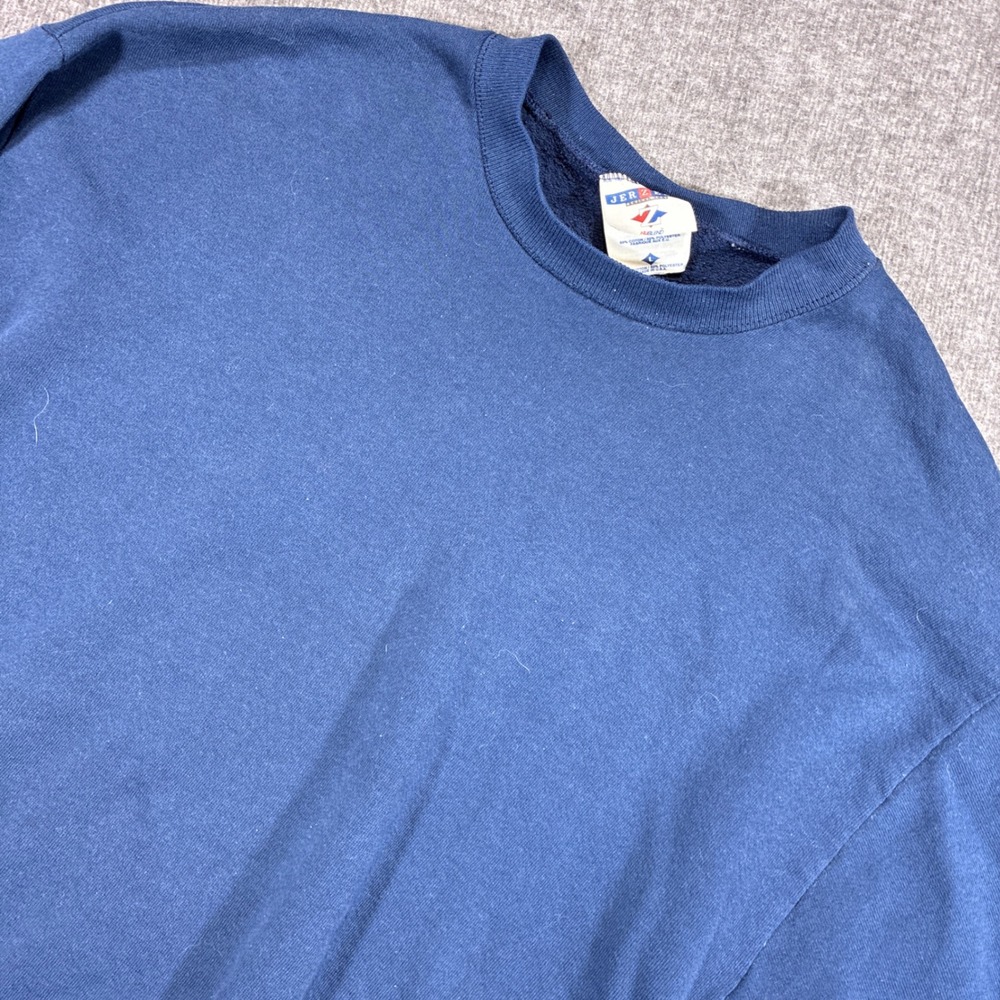 Vintage Jerzees Sweatshirt Blank Mens Large Navy Blue NuBlend USA Made